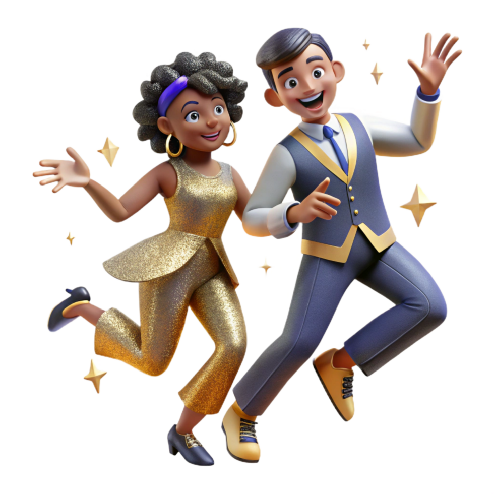 extraordinary traditional Joyful Jive Dance Duo Isolated with Dynamic Angle high quality png