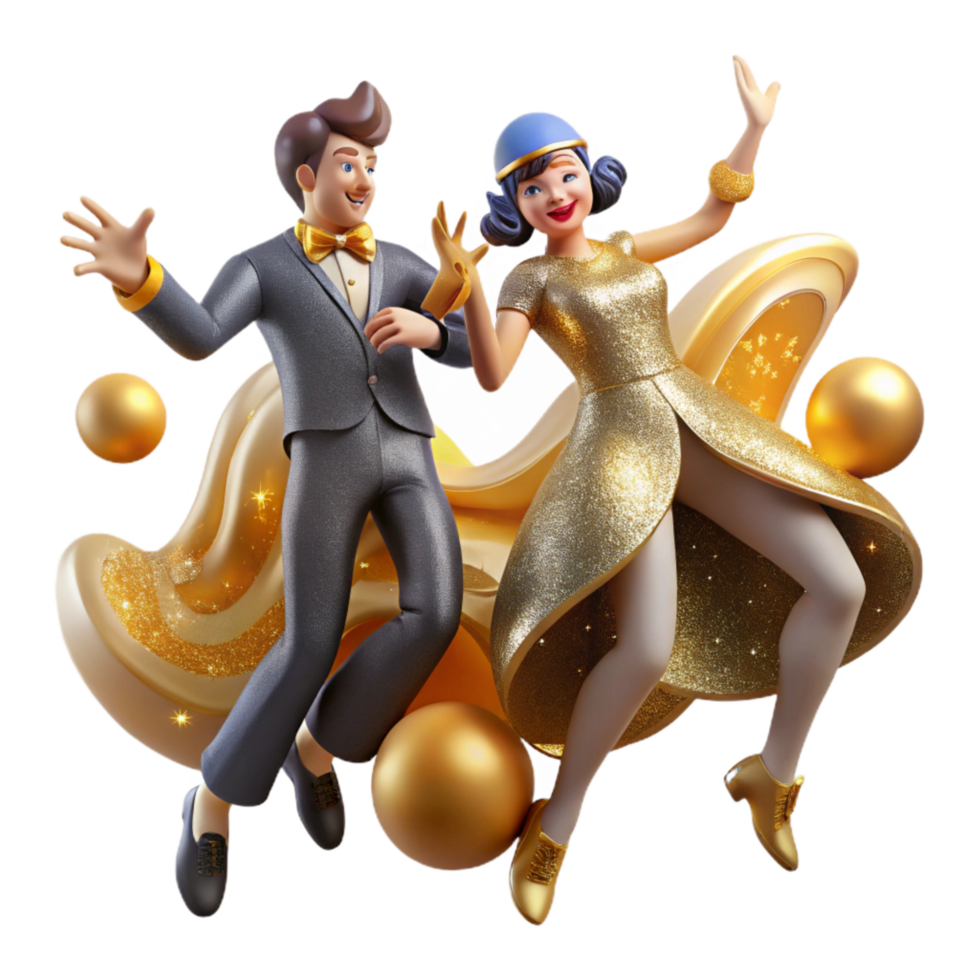 stunning creative Joyful Jive Dance Duo Isolated with Dynamic Angle detailed png