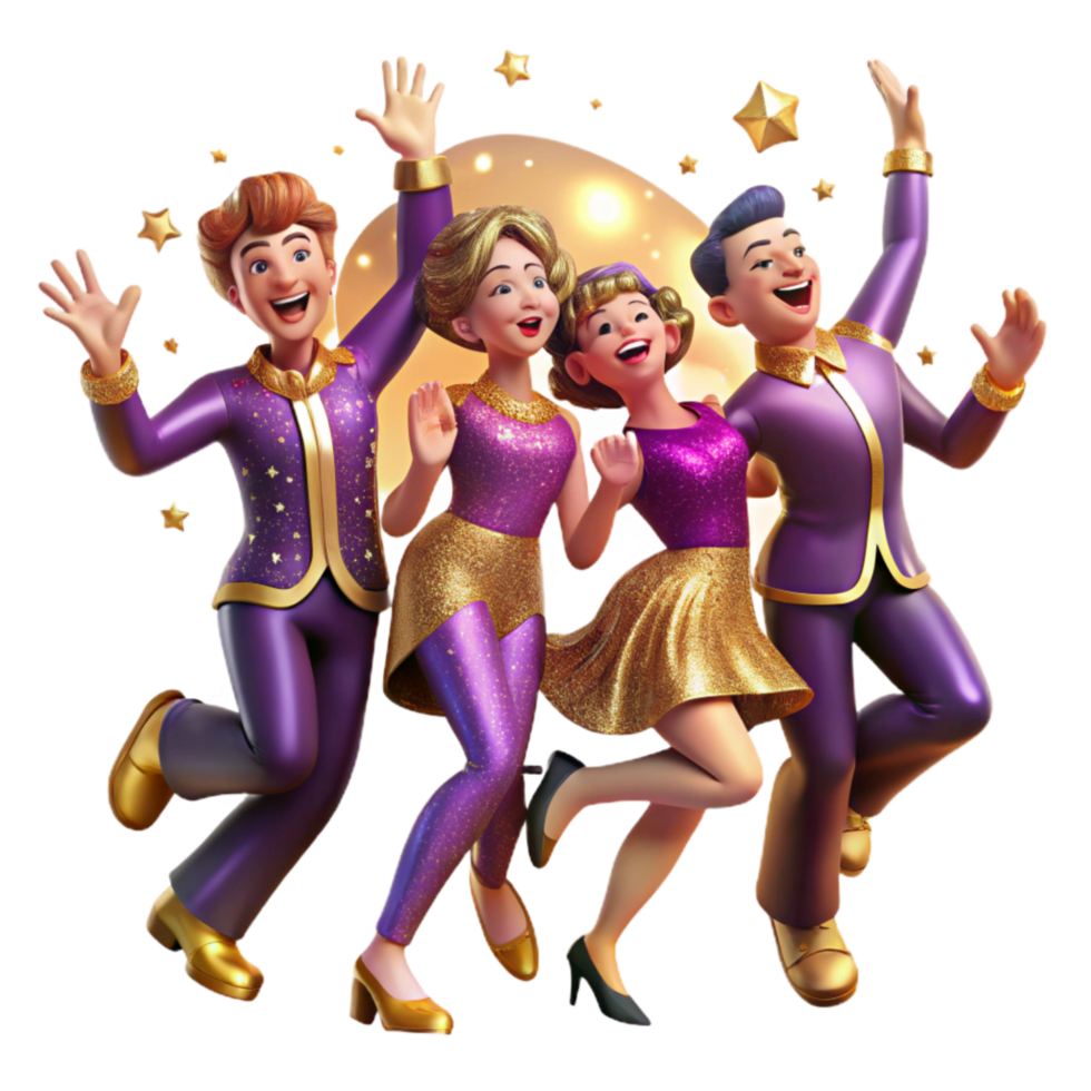 elegant classic Joyful Jive Dance Quartet Isolated with Dynamic Angle original png