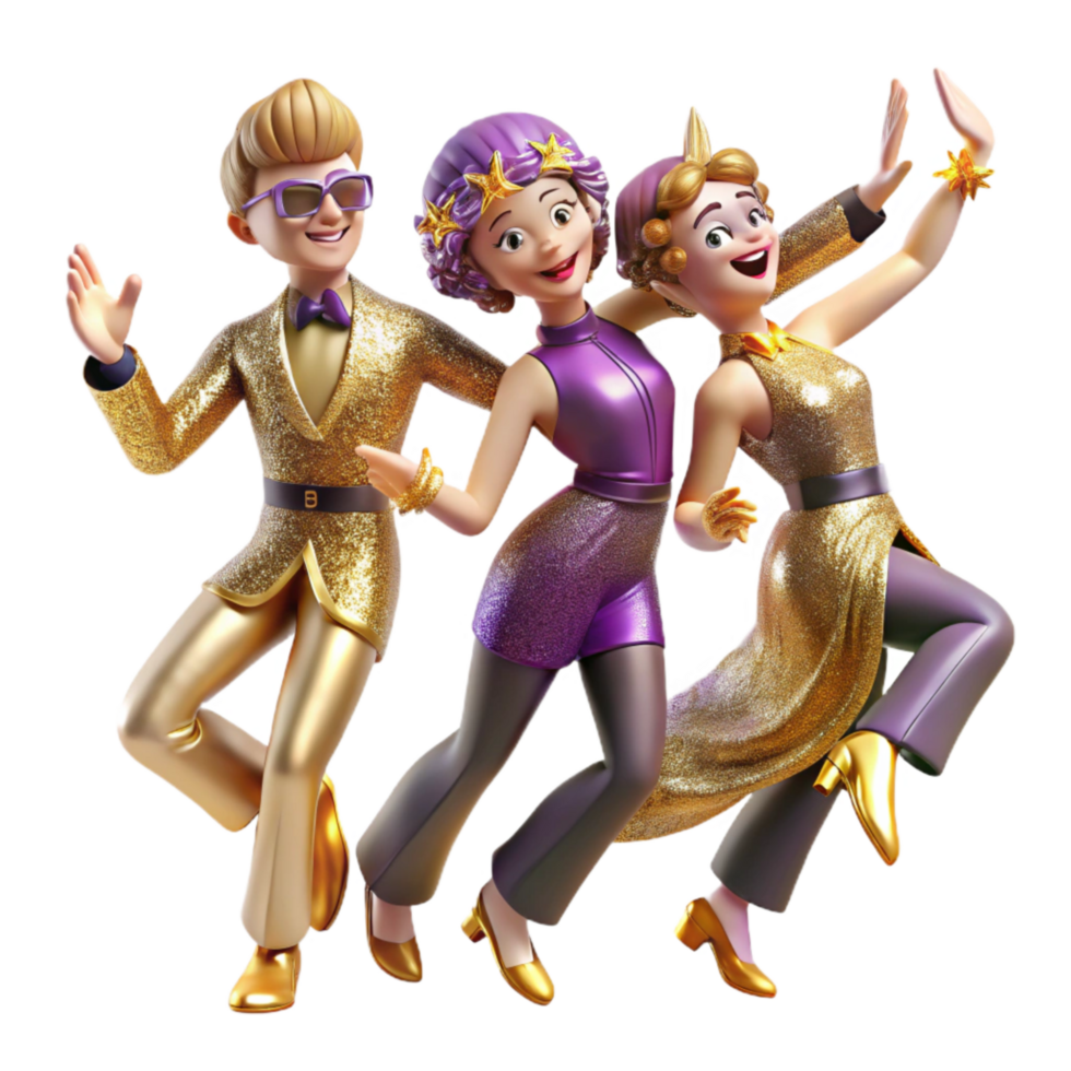 serene minimalist Joyful Jive Dance Quartet Isolated with Dynamic Angle authentic png