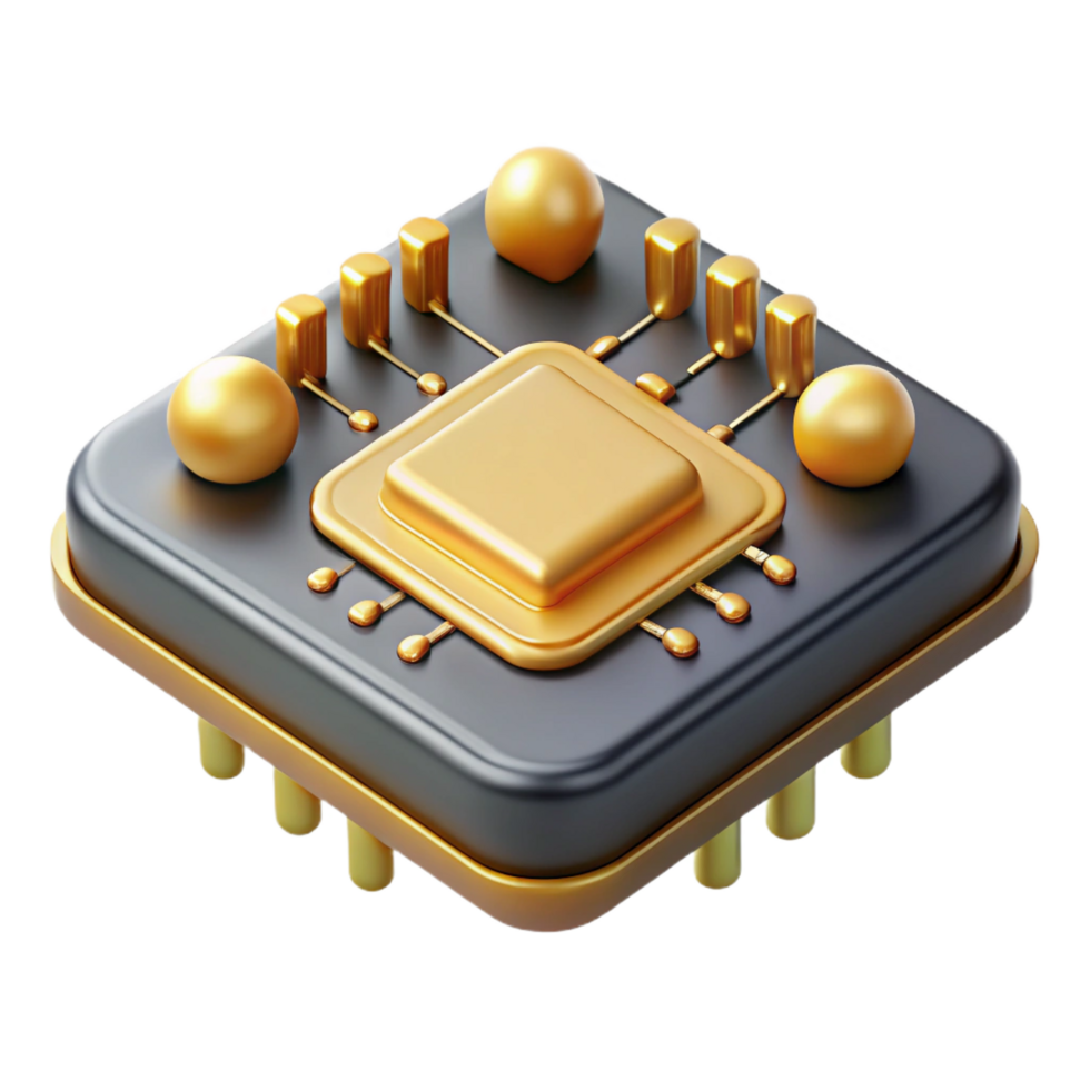 beautiful vintage Microchip circuit board gold contacts premium png