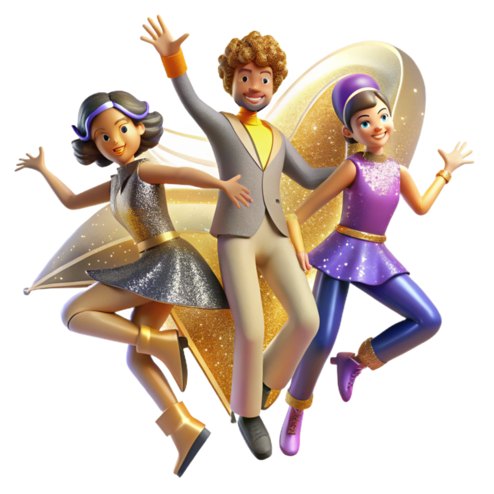 extraordinary abstract Joyful Jive Dance Trio Transparent with Dynamic Angle high resolution png
