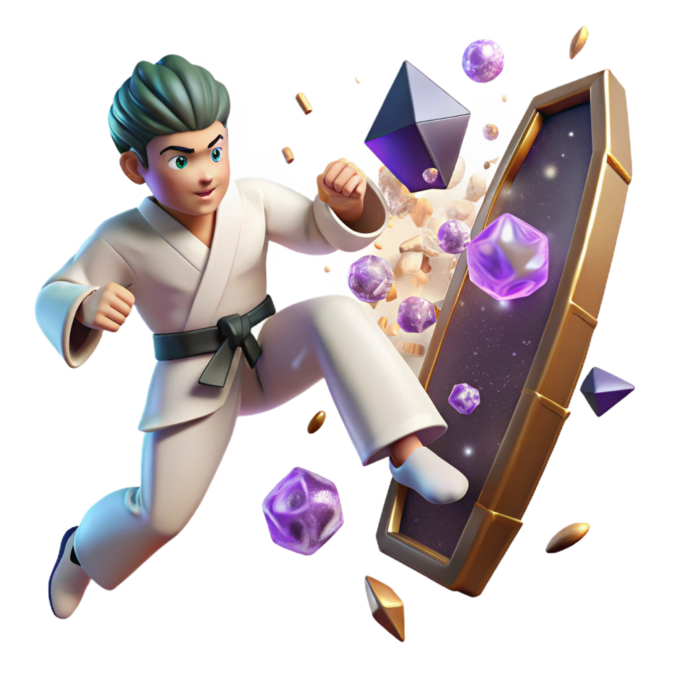 vibrant abstract Karate Master Breaking Board Dynamic Angle Transparent exclusive png