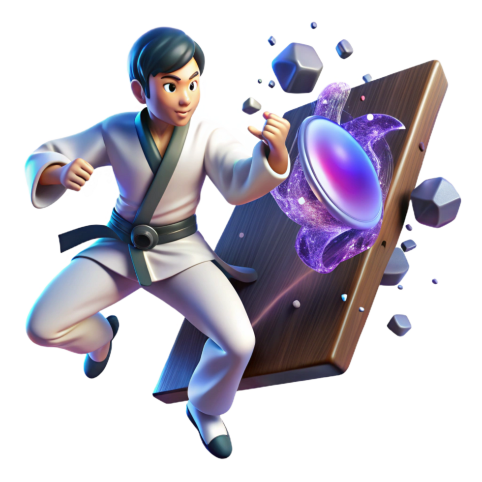 beautiful modern Karate Master Breaking Board Dynamic Angle Transparent high resolution png