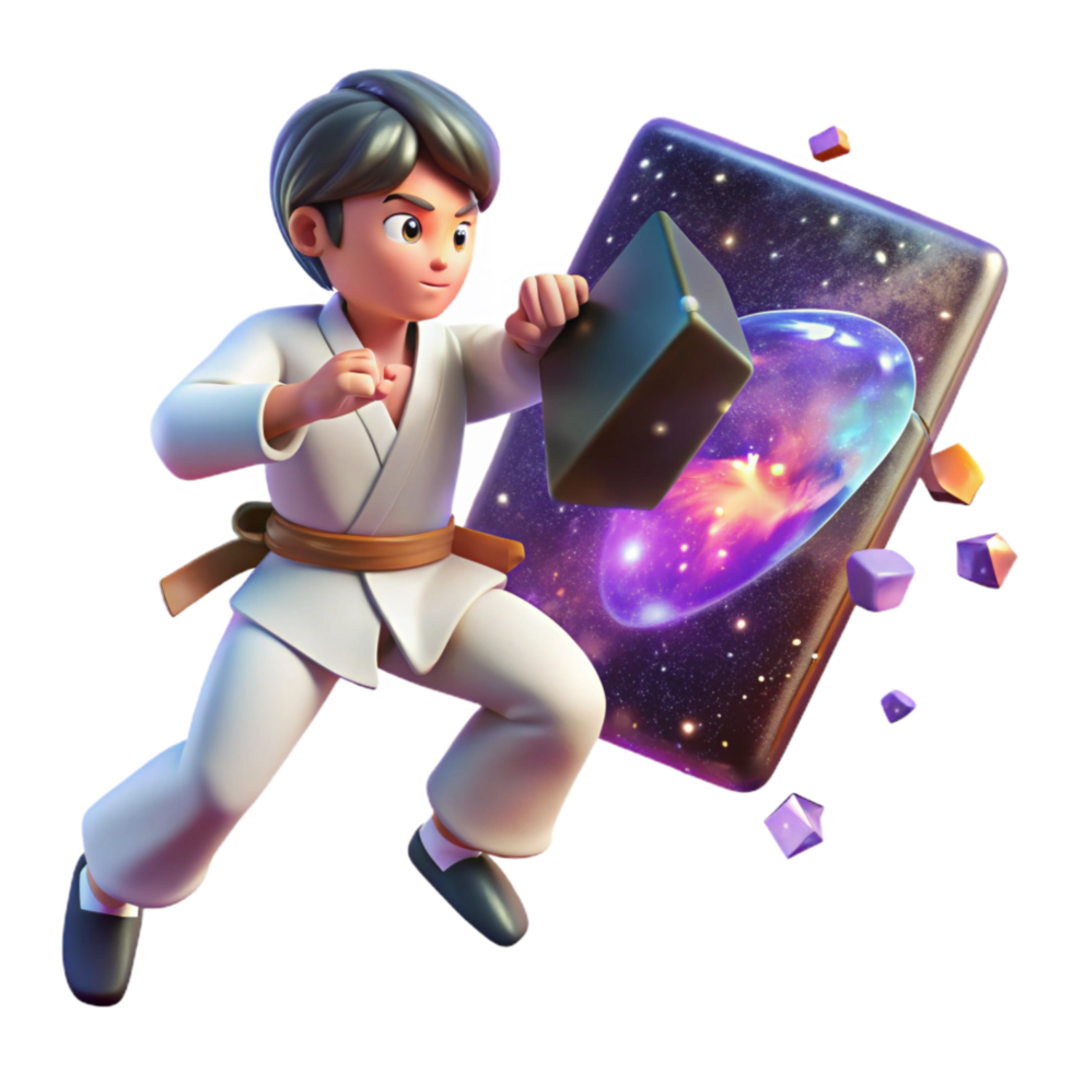 beautiful creative Karate Master Breaking Board Dynamic Angle Transparent high quality png