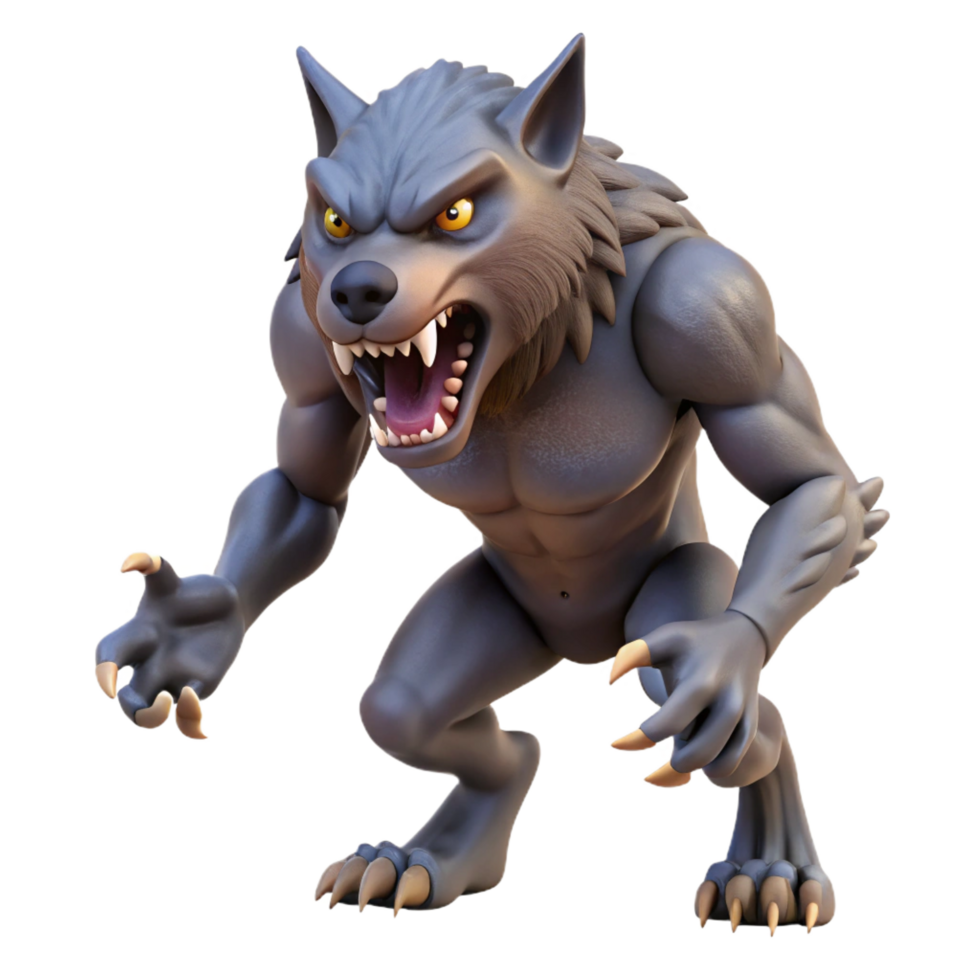 magnificent rustic A snarling werewolf, mid-transformation, claws bared genuine png