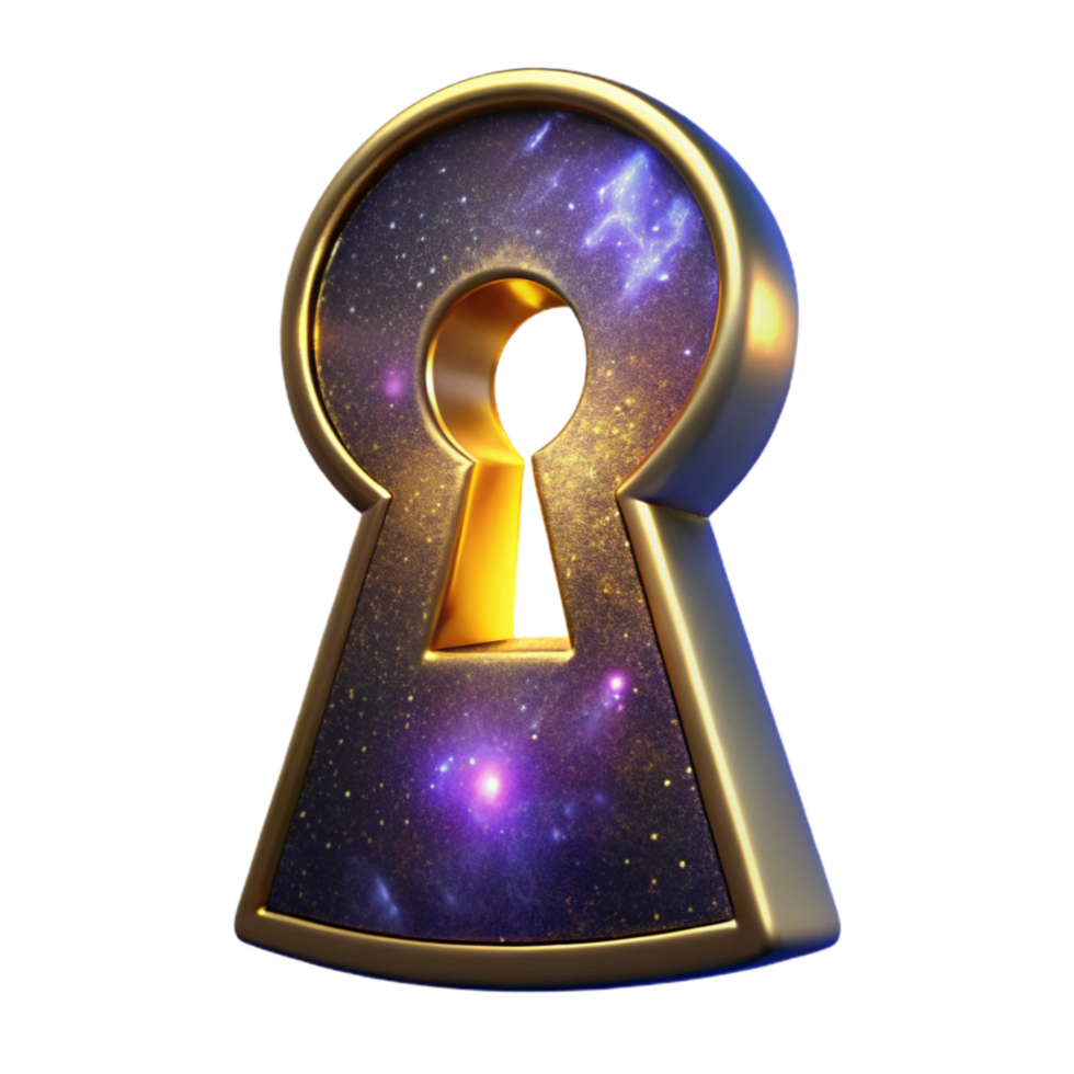 elegant creative Keyhole with Glowing Light Mystery and Intrigue Isolated high resolution png
