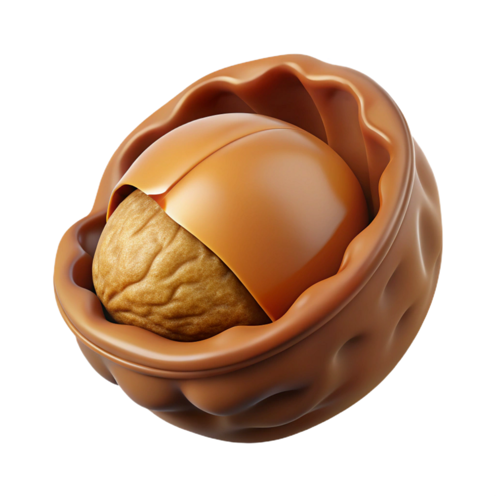 extraordinary traditional Open walnut shell with nut inside high quality png