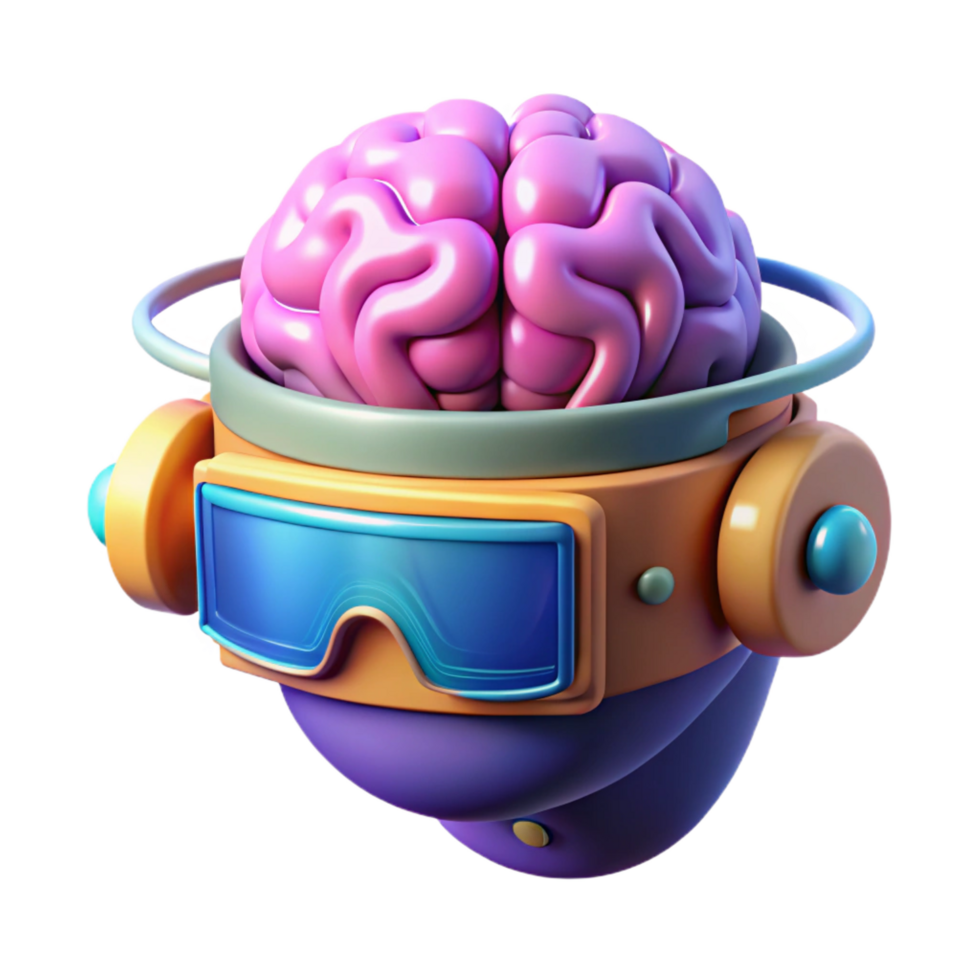 magnificent creative A brain-computer interface connecting a human mind to a virtual world, vibrant and colorful, cyberpunk style 4K png