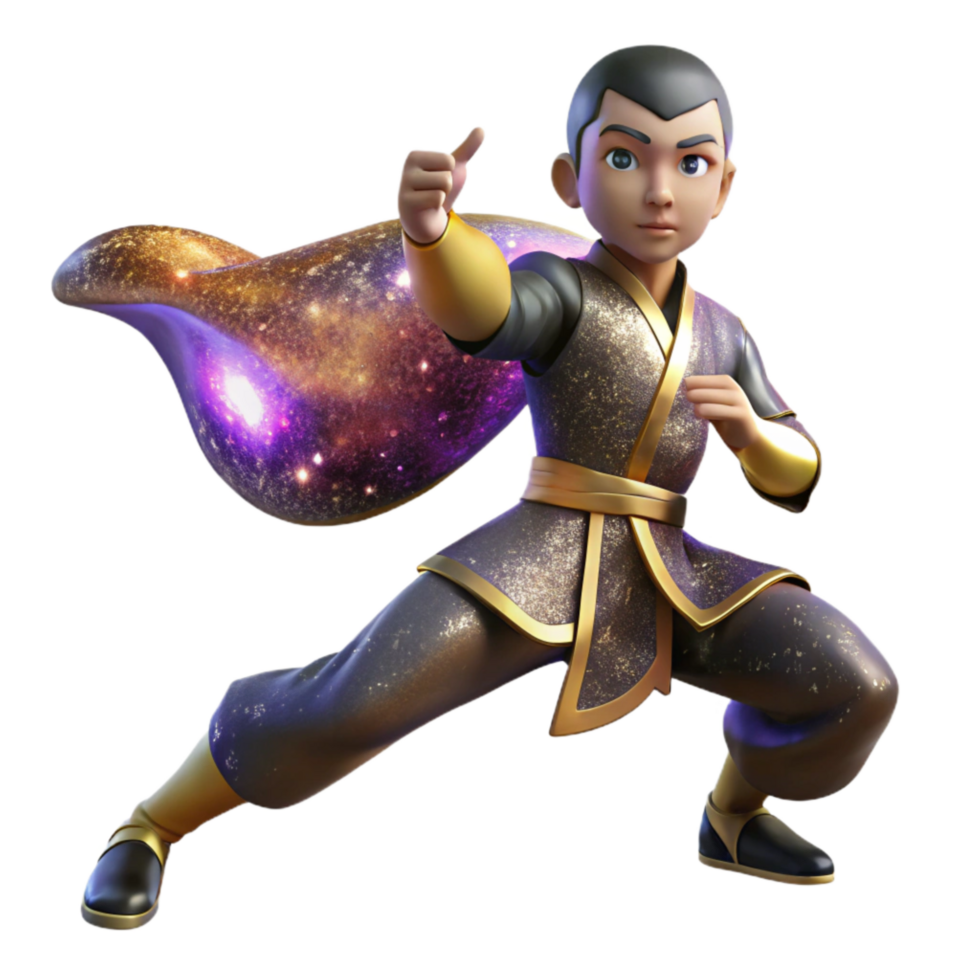 magnificent contemporary Kung Fu Fighter Striking Pose Isolated authentic png