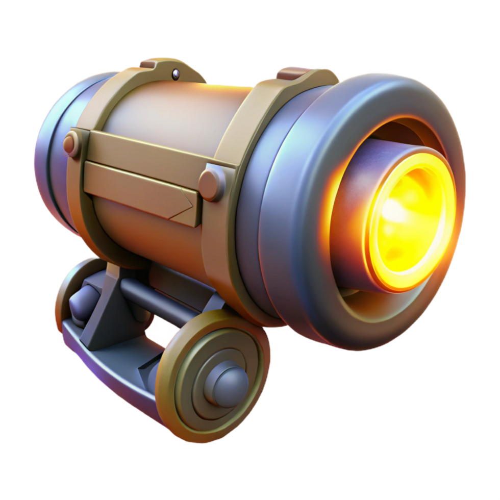 serene minimalist Energy cannon, large barrel, glowing energy core high quality png