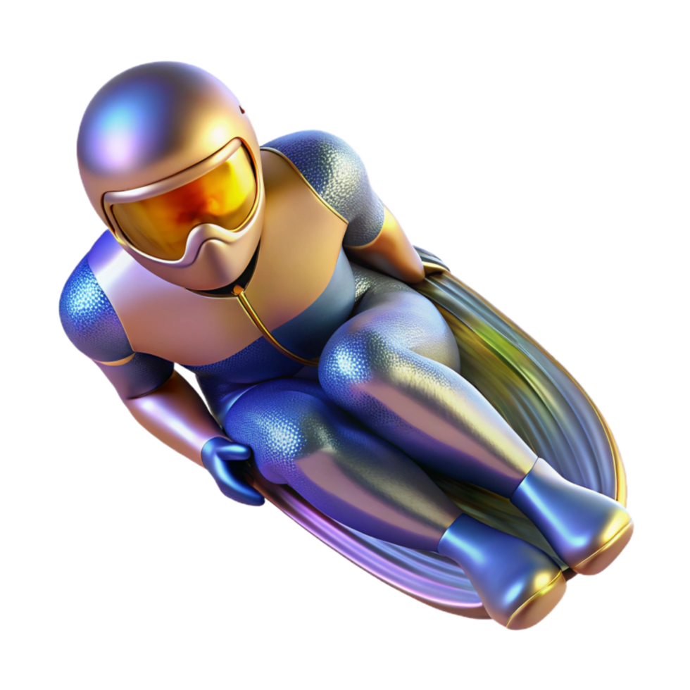 dramatic creative Luge Athlete Sliding Down Track Cutout with High Speed Blur authentic png