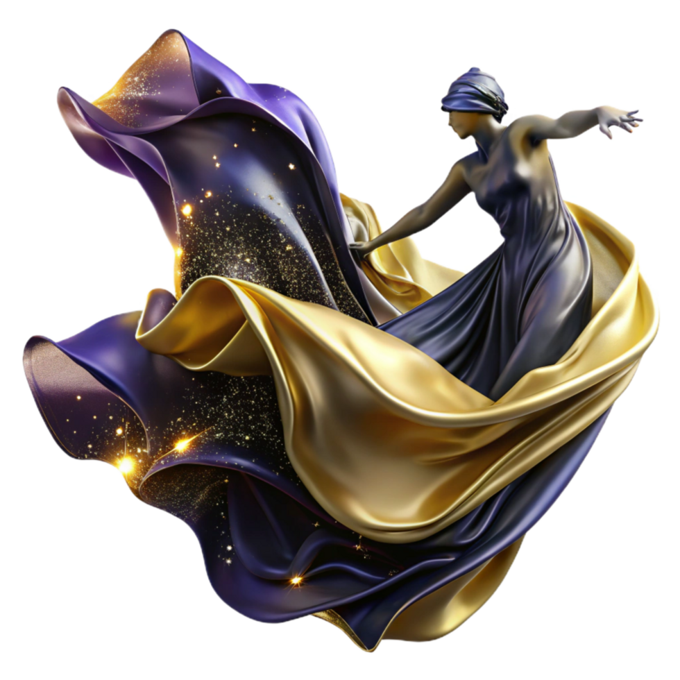 extraordinary contemporary Lyrical Dance Movement Isolated with Flowing Fabric premium png
