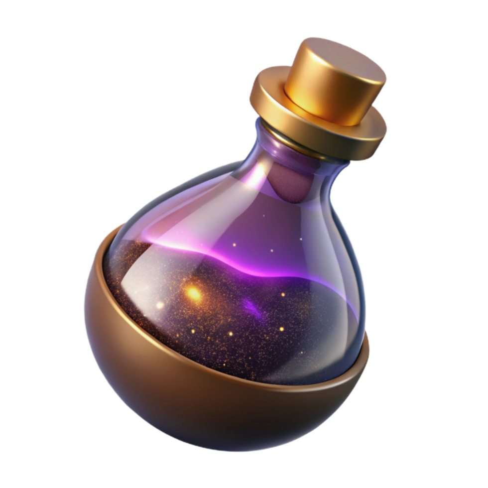 wonderful artistic Magic Potion Bottle with Glowing Liquid Isolated Element high resolution png