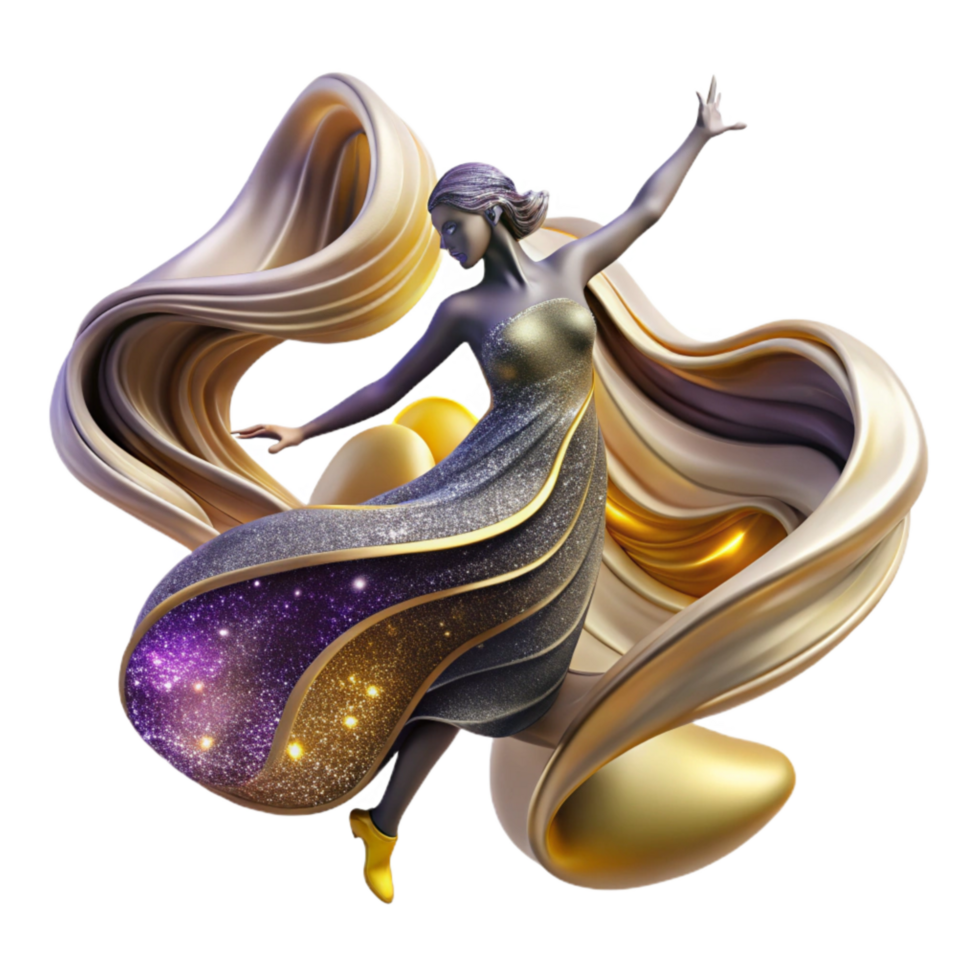 impressive rustic Lyrical Dance Movement Transparent Background with Flowing Lines detailed png