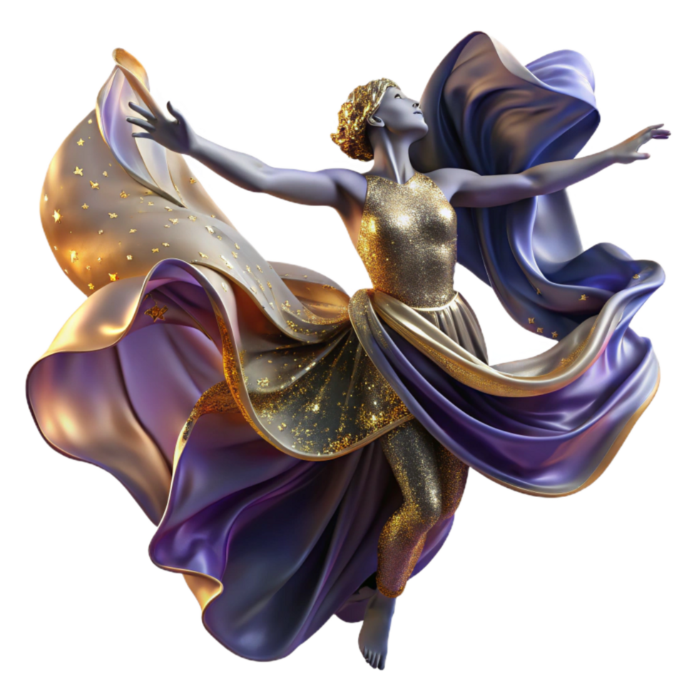 impressive traditional Lyrical Dance Pose Transparent with Flowing Fabric png