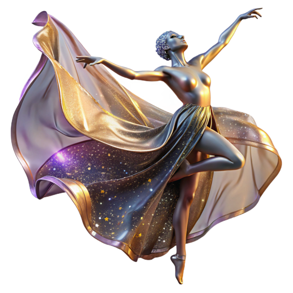 stunning traditional Lyrical Dance Pose Transparent with Flowing Fabric high quality png