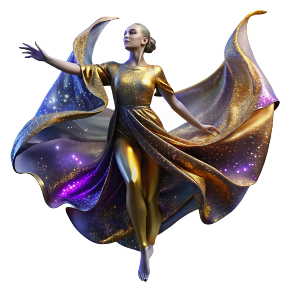 dramatic creative Lyrical Dance Pose Transparent with Flowing Fabric original png