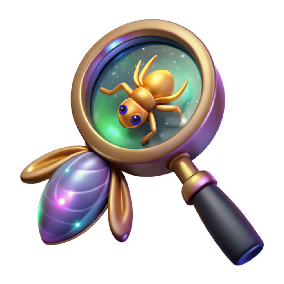 elegant abstract Magnifying Glass Examining Insect Isolated Transparent Background premium png
