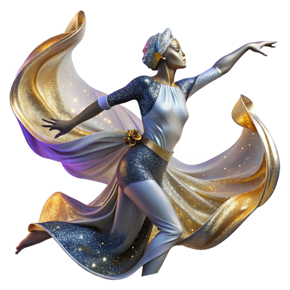 beautiful abstract Lyrical Dance Pose Transparent with Flowing Fabric png