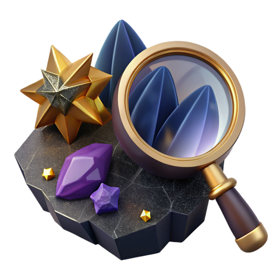 vibrant rustic Magnifying Glass Examining Rock Formation Cutout original png