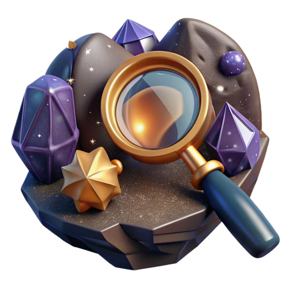 beautiful modern Magnifying Glass Examining Rock Formation Cutout genuine png