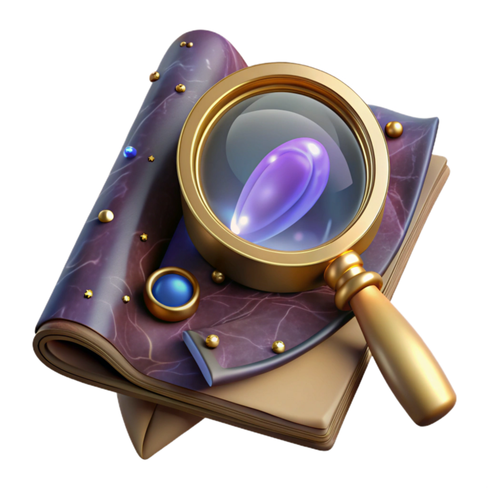 dramatic abstract Magnifying Glass Over Ancient Manuscript Cutout original png