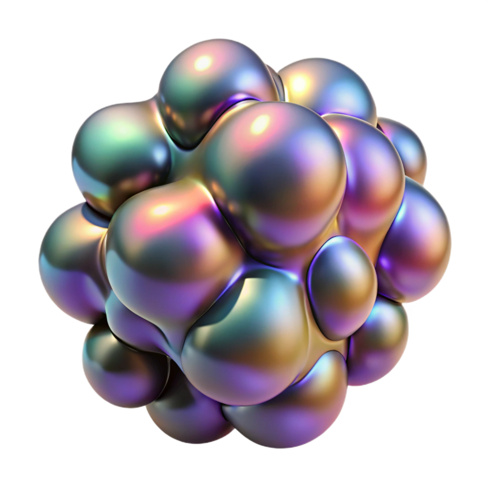 serene abstract A cluster of amorphous blobs, with iridescent, oil-slick textures, in a surreal, abstract expressionist style genuine png