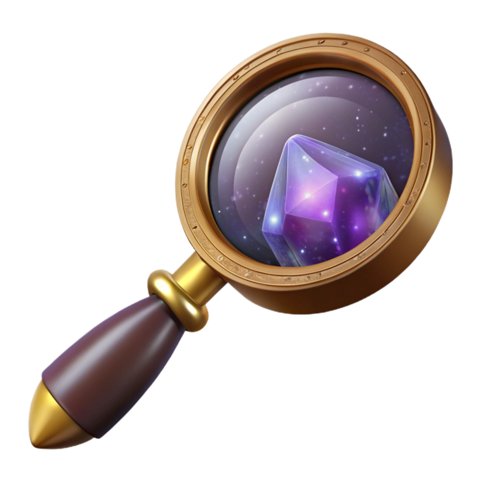 beautiful classic Magnifying Glass with Wooden Handle Isolated Transparent Background genuine png