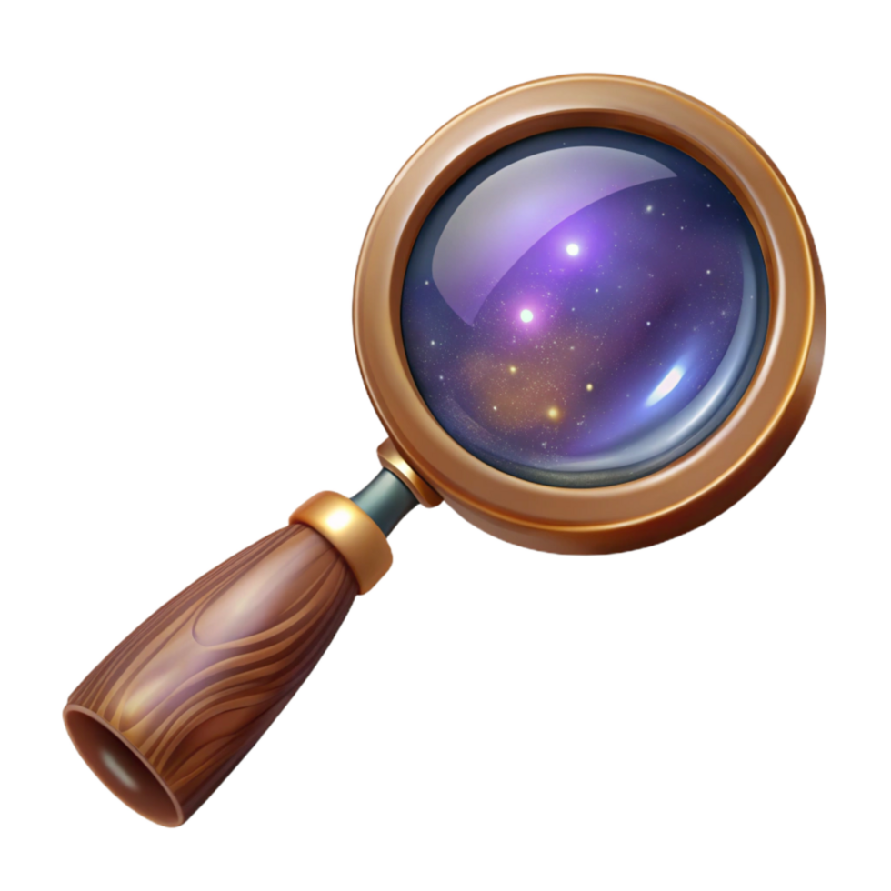 vibrant classic Magnifying Glass with Wooden Handle Isolated Transparent Background detailed png