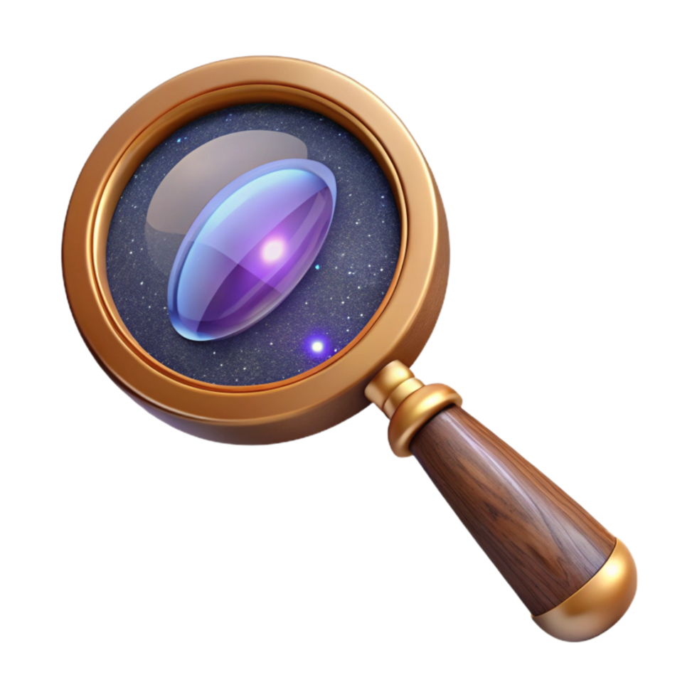 impressive classic Magnifying Glass with Wooden Handle Isolated Transparent Background professional png