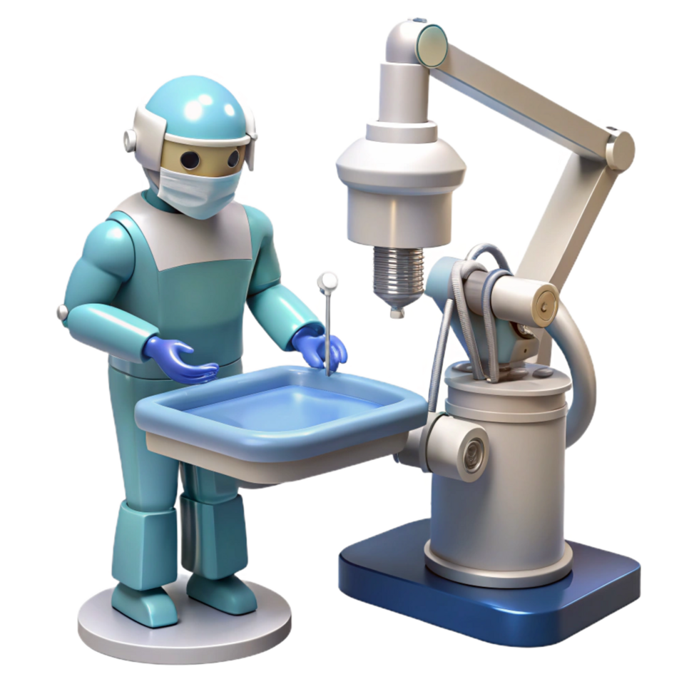 stunning classic A robotic surgeon performing a delicate operation, sterile environment, bright surgical lighting detailed png