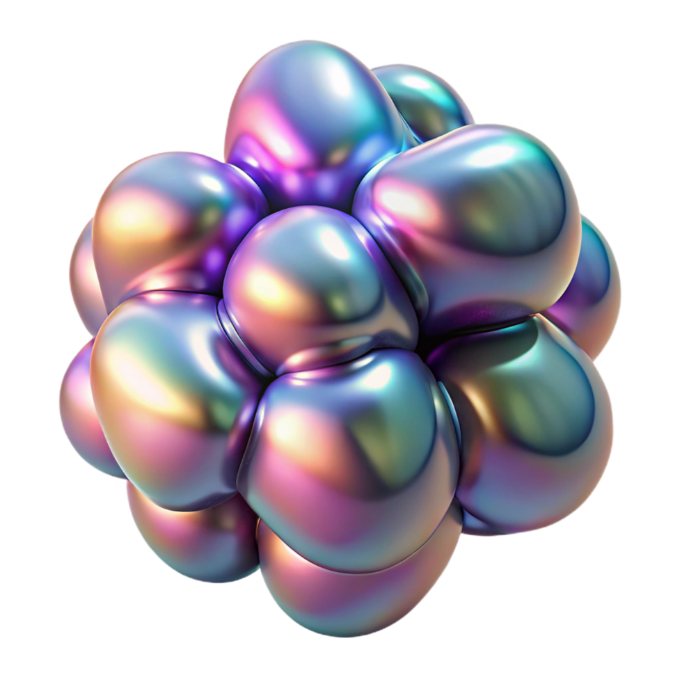 vibrant contemporary A cluster of amorphous blobs, with iridescent, oil-slick textures, in a surreal, abstract expressionist style original png