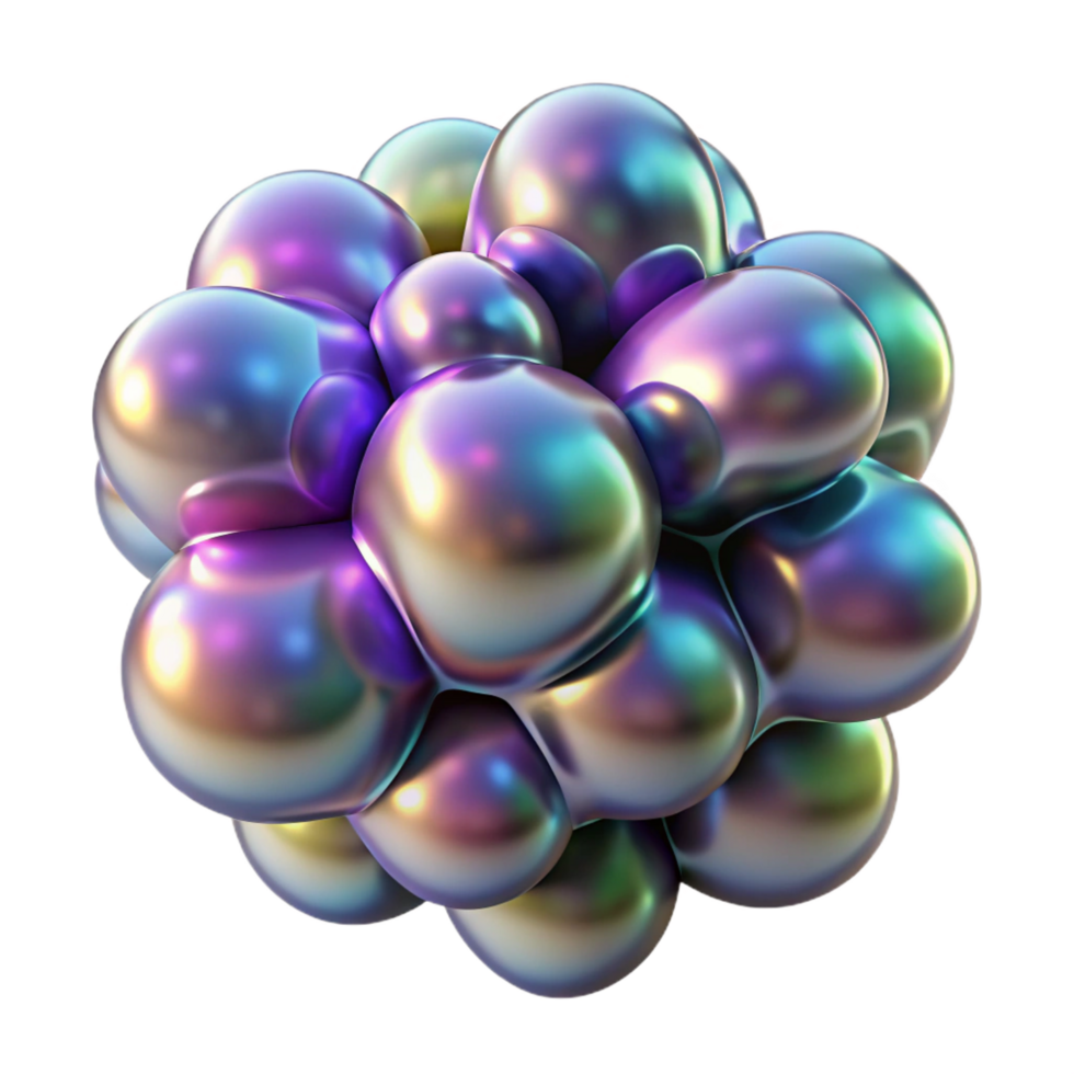 dramatic creative A cluster of amorphous blobs, with iridescent, oil-slick textures, in a surreal, abstract expressionist style exclusive png
