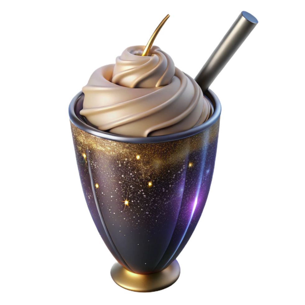 serene contemporary Milkshake with Whipped Cream and Straw and Transparent Background detailed png