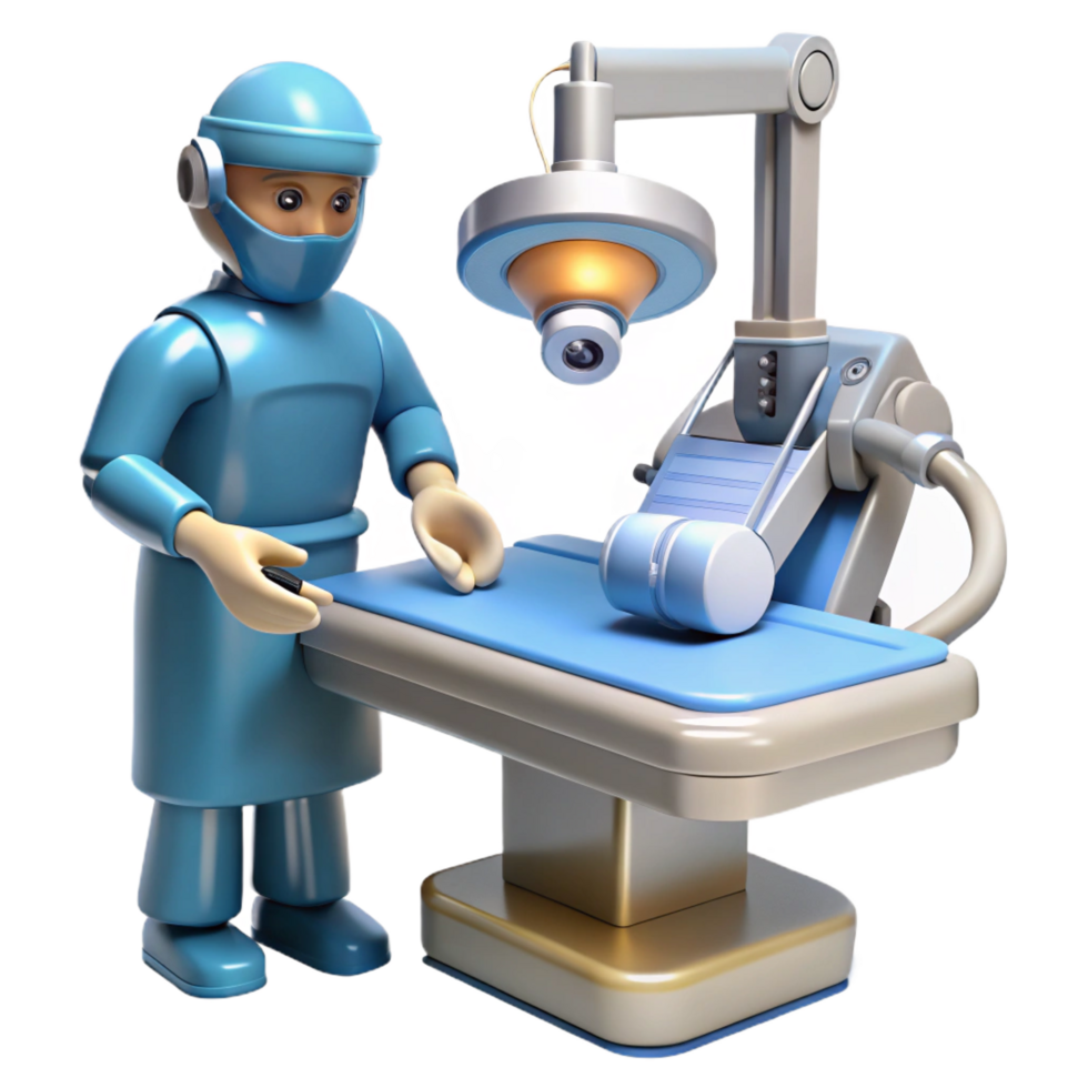 magnificent creative A robotic surgeon performing a delicate operation, sterile environment, bright surgical lighting high resolution png