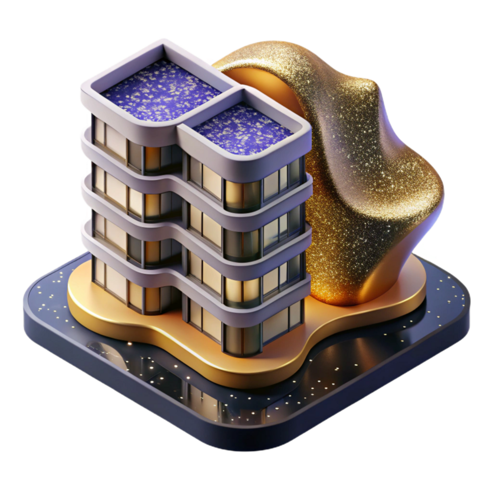 impressive traditional Modern Apartment Building High Angle Cutout Element high quality png