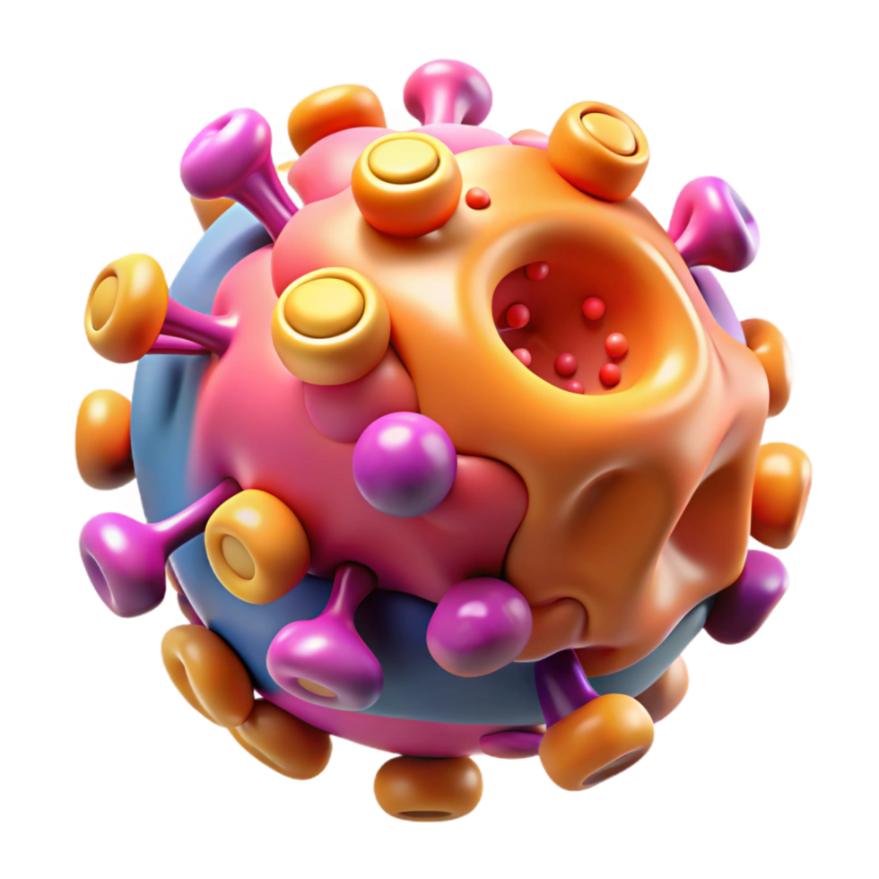 serene contemporary A microscopic view of nanobots repairing damaged tissue, vibrant colors, scientific illustration style professional png