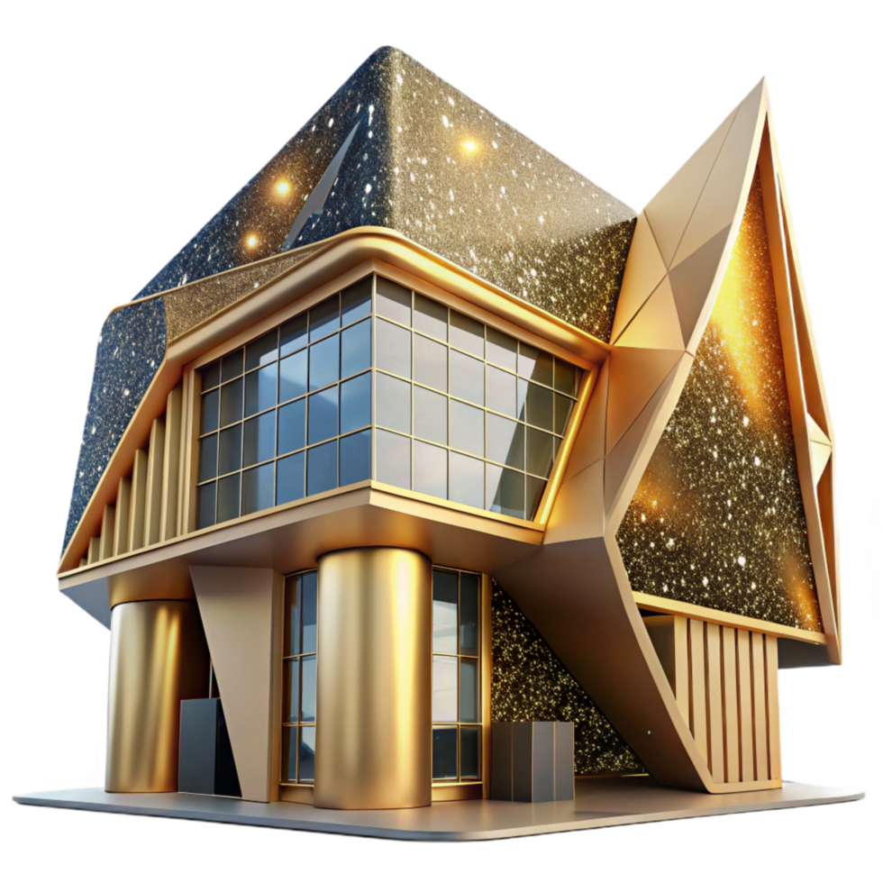 elegant artistic Modern Building Exterior Angled View Cutout Element high quality png