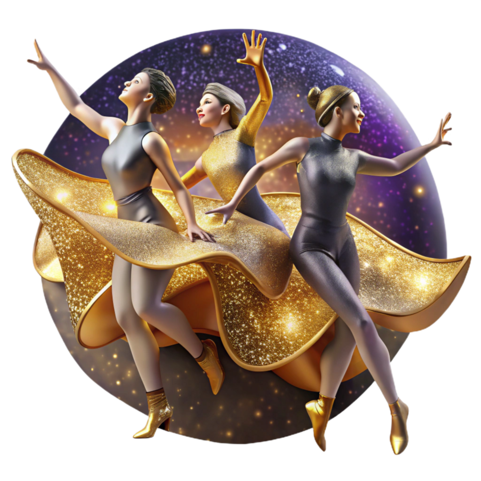 serene contemporary Modern Dance Trio Cutout with High Contrast Lighting high resolution png