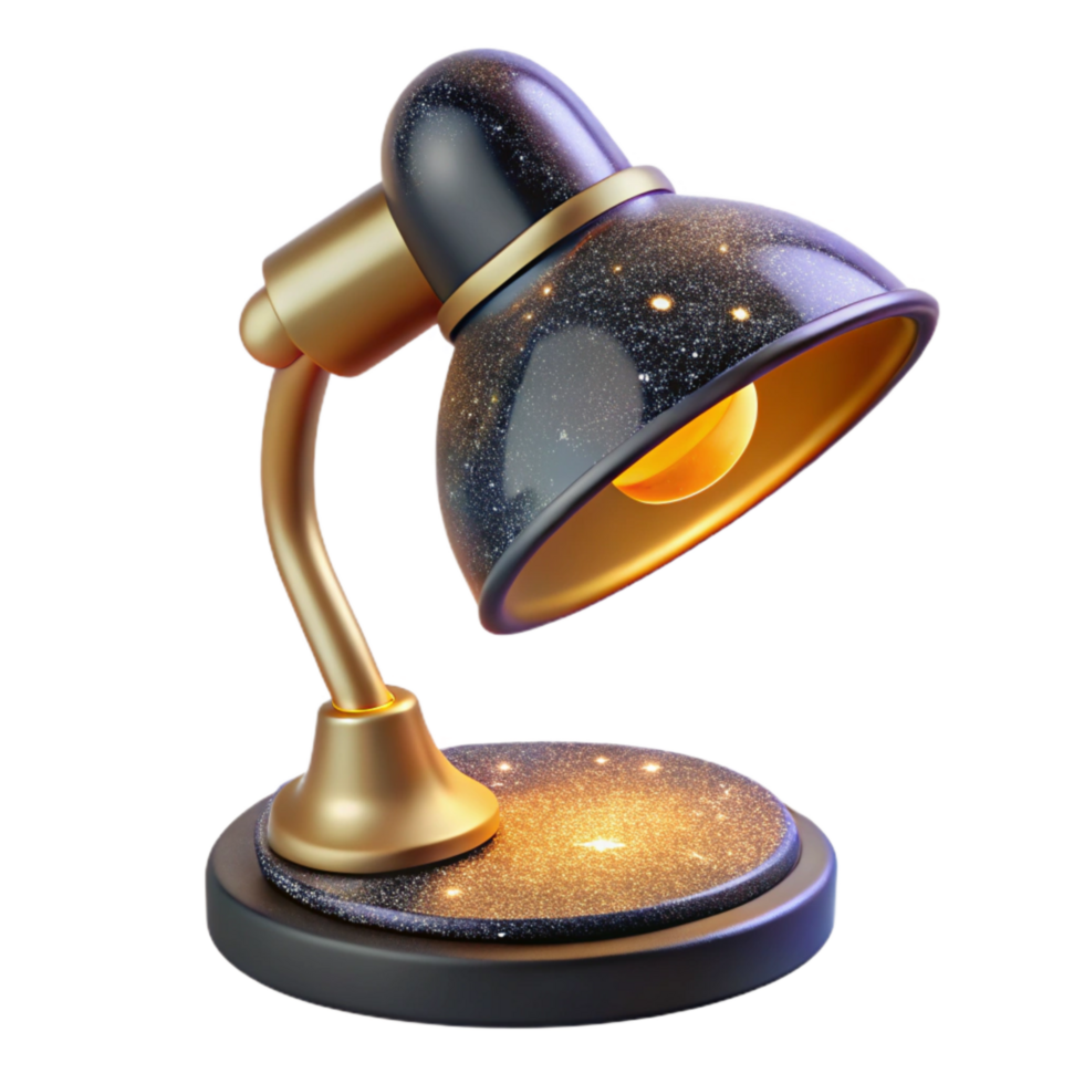 vibrant creative Modern Desk Lamp with Yellow Light Isolated Element professional png