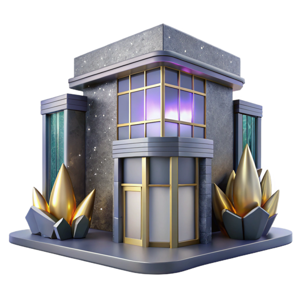 dramatic minimalist Modern Gray Building Exterior Angle Transparent Background authentic png