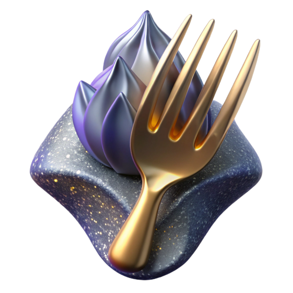 beautiful minimalist Modern Silver Fork Side View Isolated high quality png