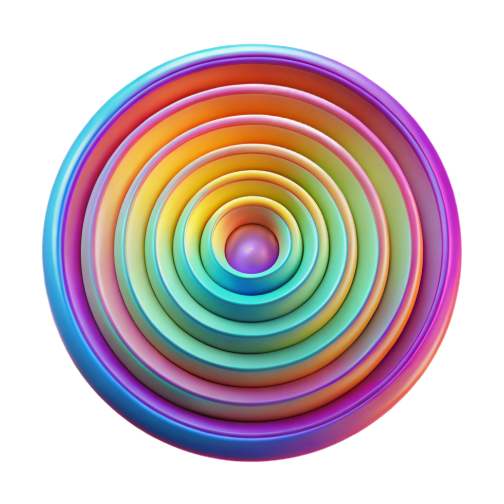 stunning traditional A series of concentric circles, radiating outwards with vibrant, neon colors, in a psychedelic, op art style genuine png