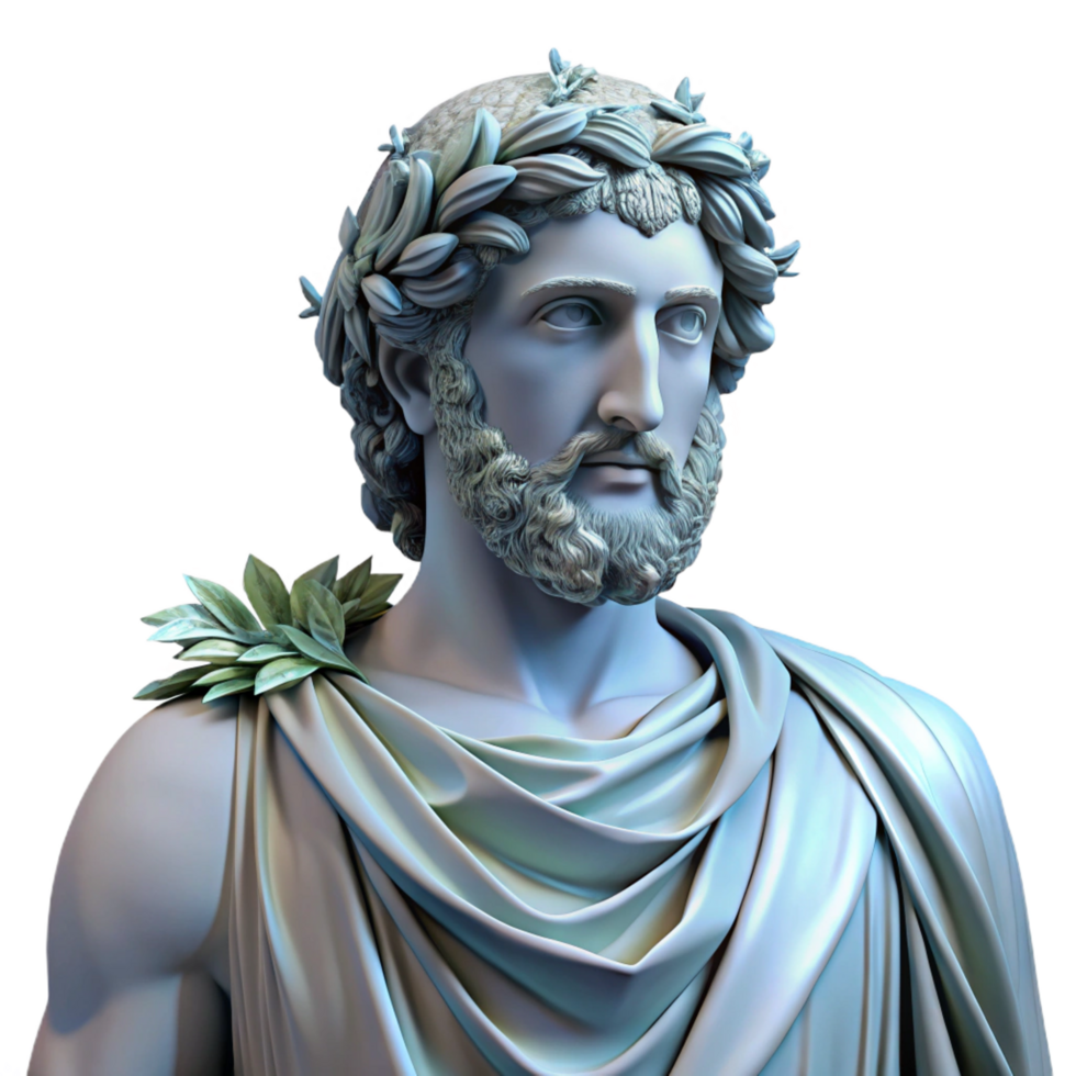 vibrant creative A stoic, marble statue of a Greek god, with chiseled features and draped robes, partially covered in creeping vines, lit by a single beam of moonlight. Neoclassical style authentic png