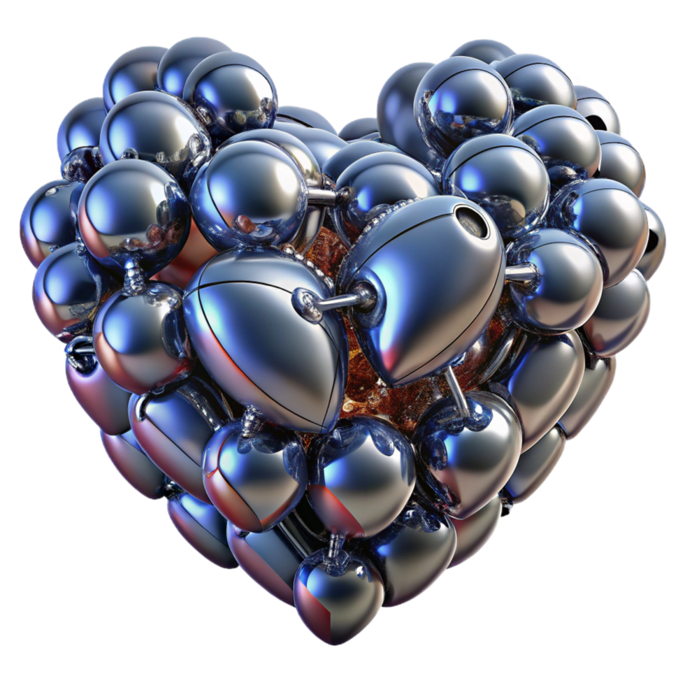 extraordinary contemporary A swarm of nanobots assembling a human heart, metallic textures and subtle reflections, biopunk style professional png