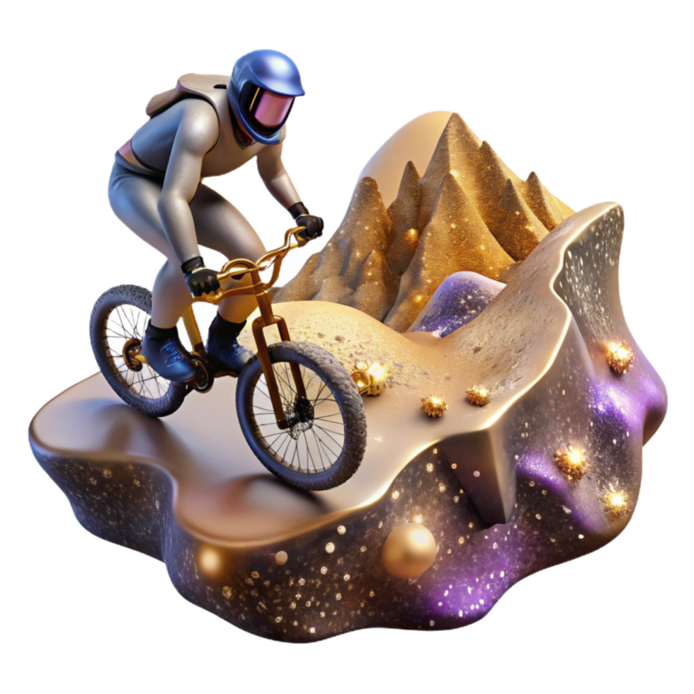 vibrant modern Mountain Biker Going Over Jump Cutout png