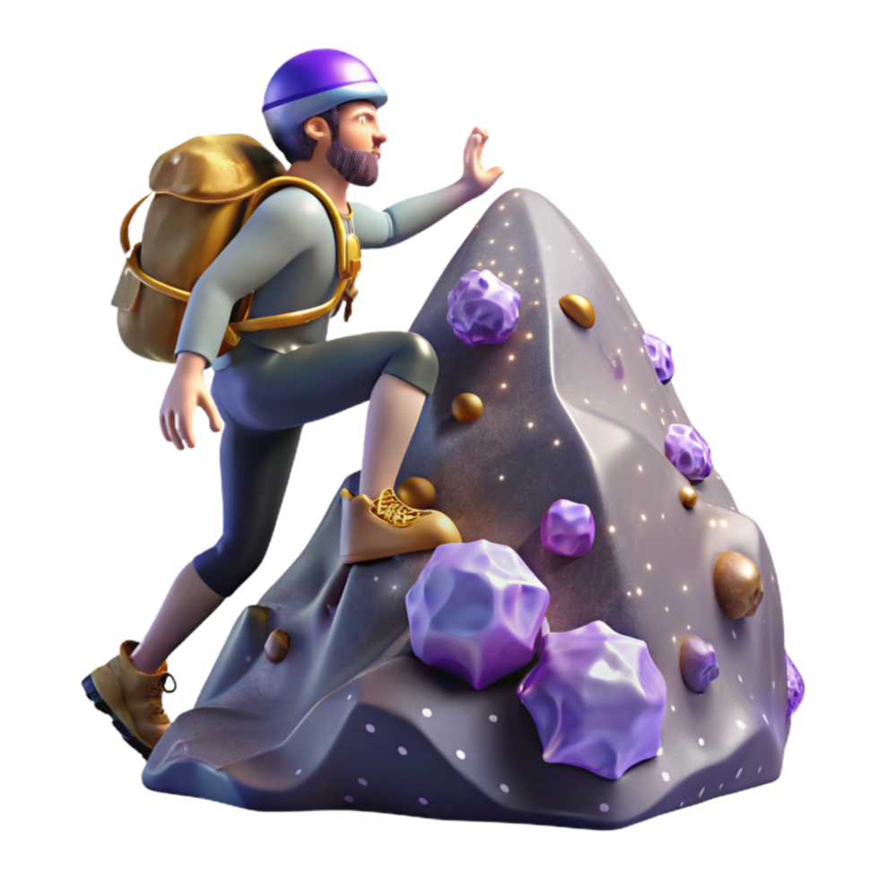 elegant creative Mountain Climber Reaching Summit Isolated Transparent Background original png