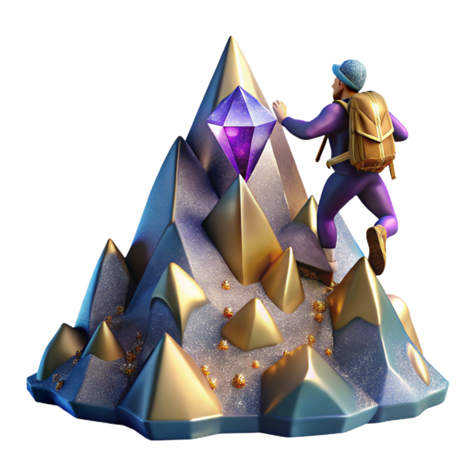 serene classic Mountain Climber Reaching Summit Isolated Transparent Background professional png
