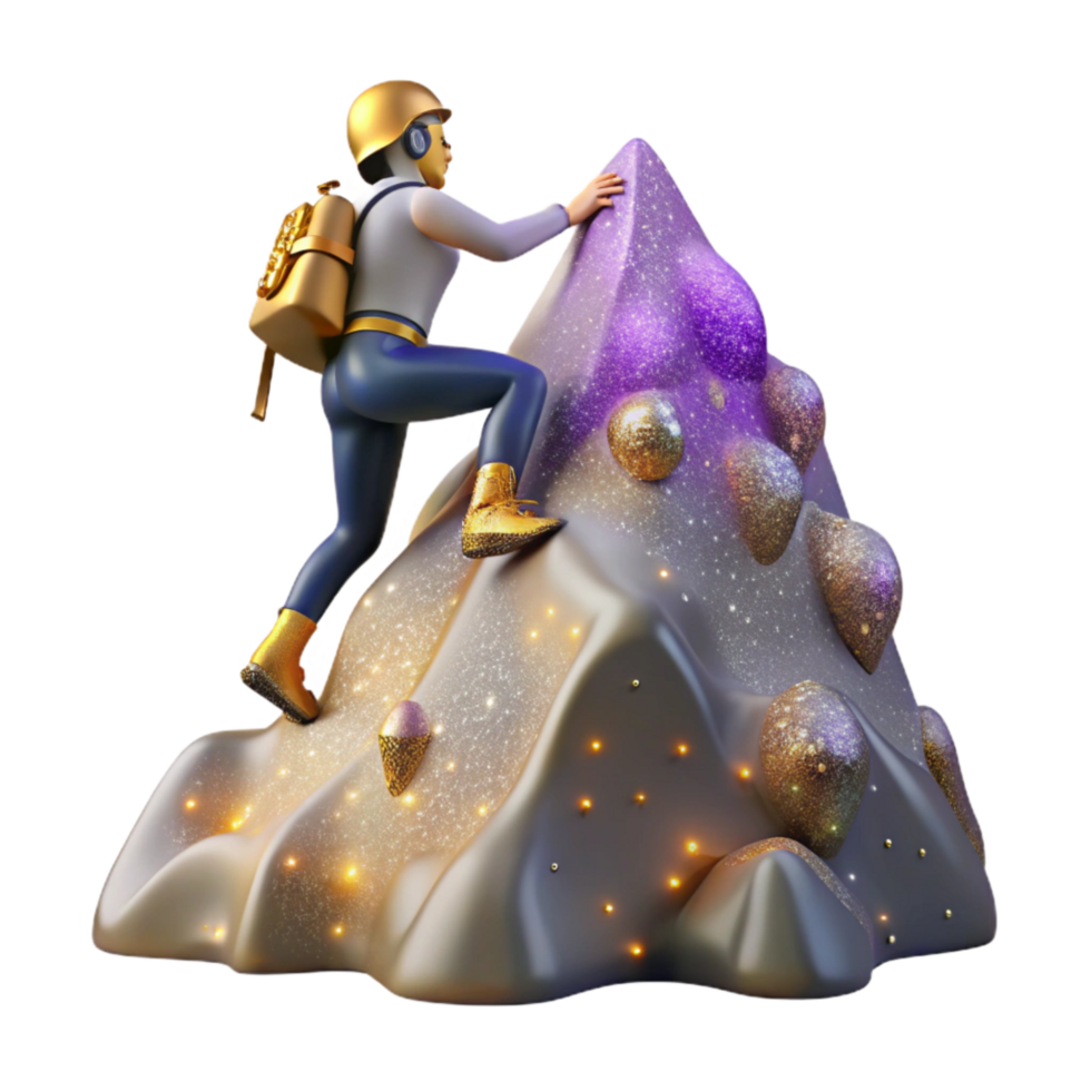 extraordinary classic Mountain Climber Reaching Summit Isolated Transparent Background original png